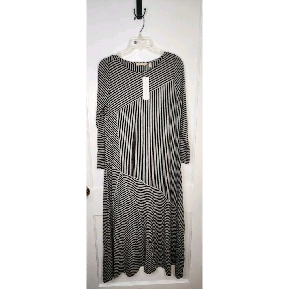 NWT Soft Surroundings Ryley Slimming Slant Stripes Maxi Dress Sz PM